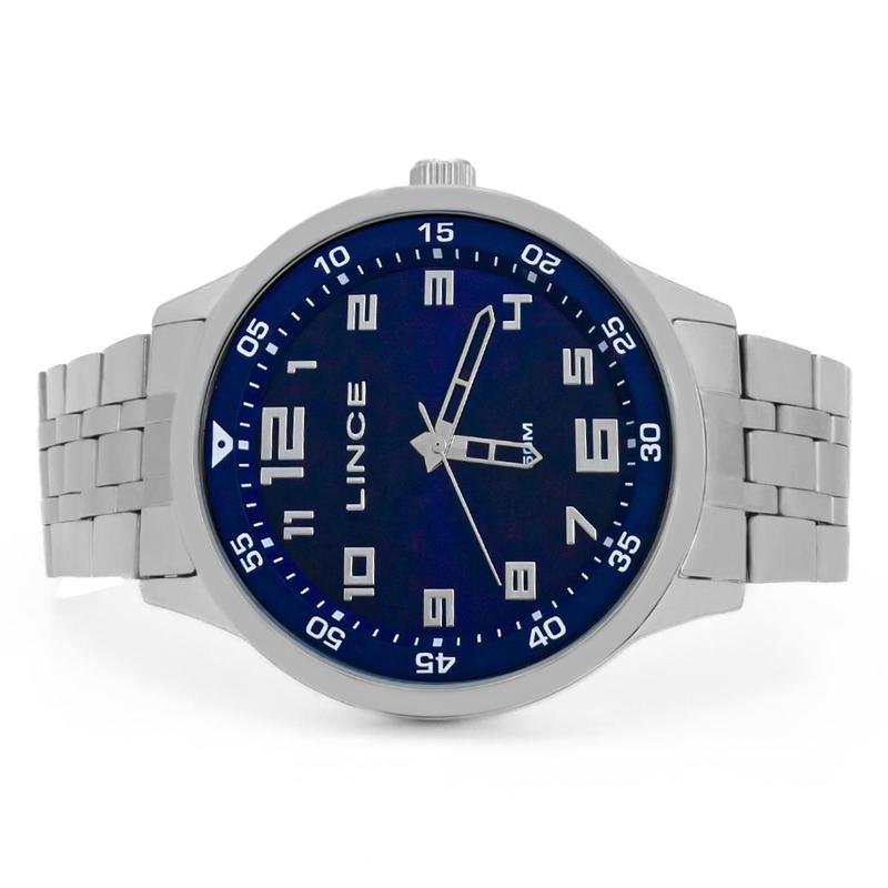 ルビー Relogio Masculino Lince Analogico Aço Inoxidavel Prata Visor Azul